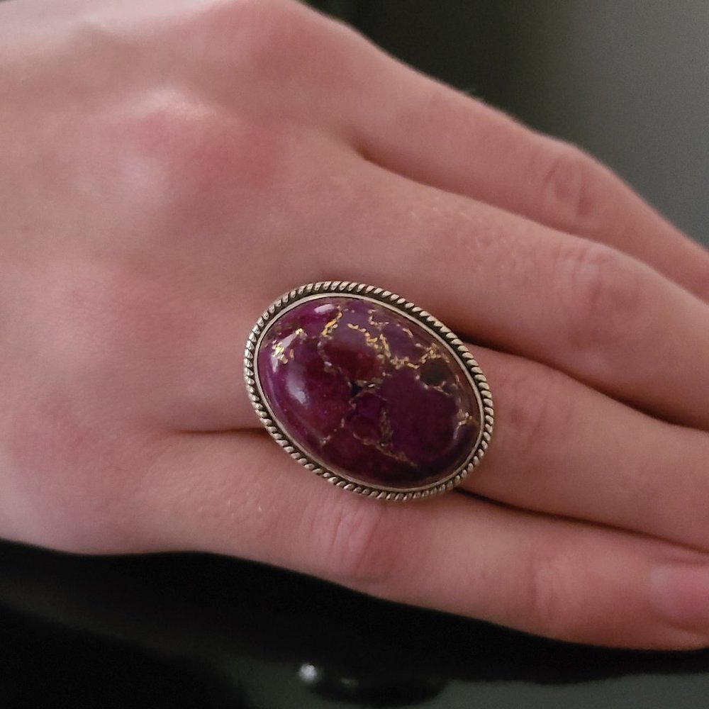 Purple Turquoise Ring Sterling Silver Size 9-Size 9 Ring Turquoise stone jewelry - Picture 3 of 5